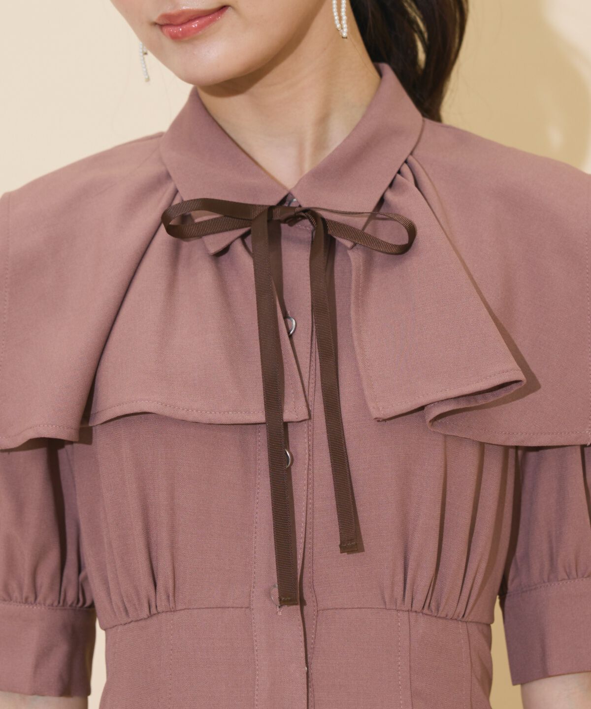 WILLSELECTION「スクエアラッフルシャツワンピース」|ワンピース|