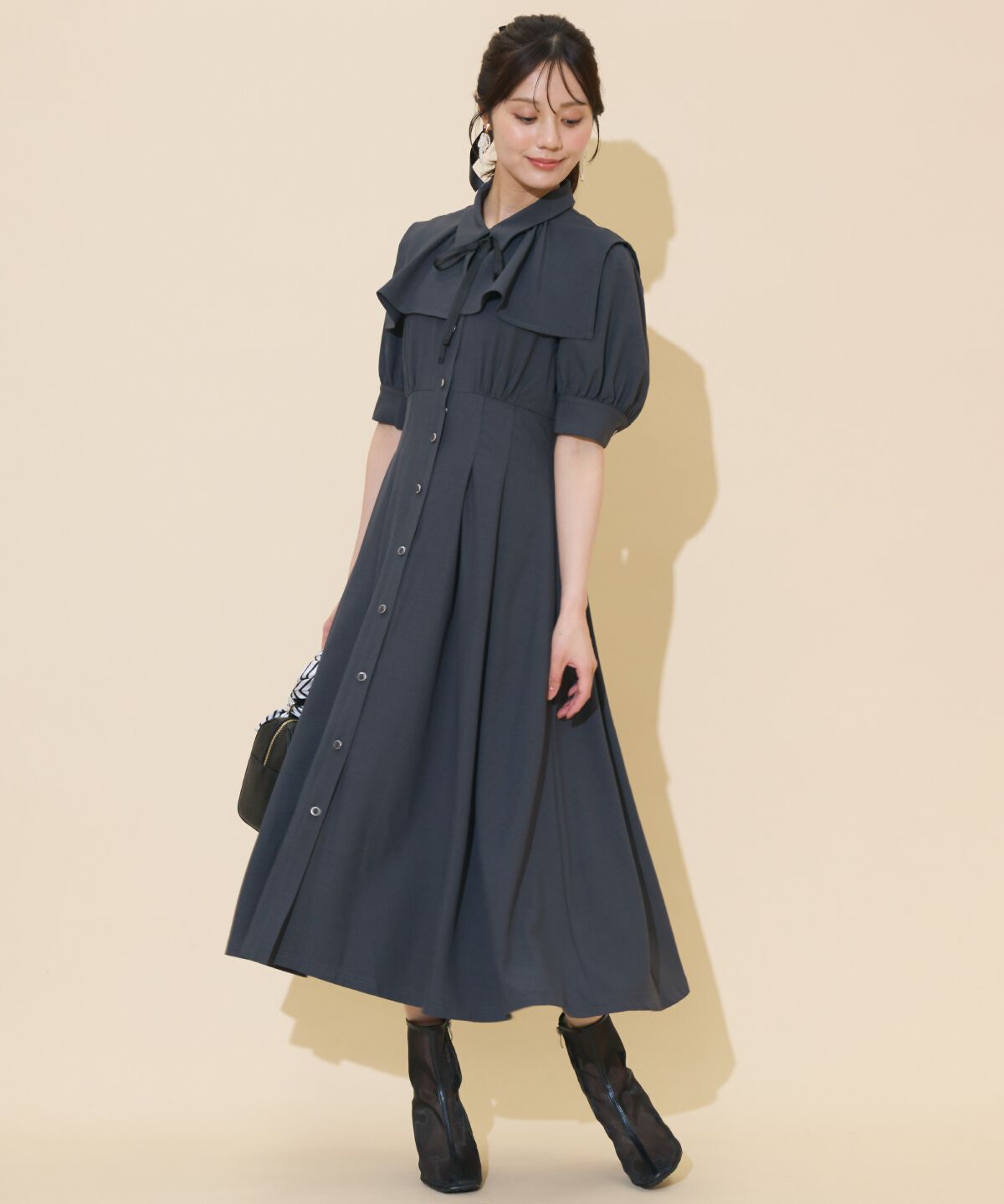 WILLSELECTION「スクエアラッフルシャツワンピース」|ワンピース|