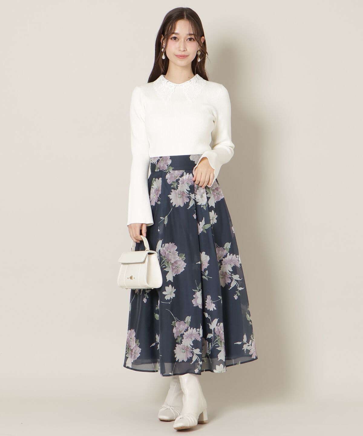 WILLSELECTION「リボンレースカラーフレアスリーブニット」|ニット・セーター|