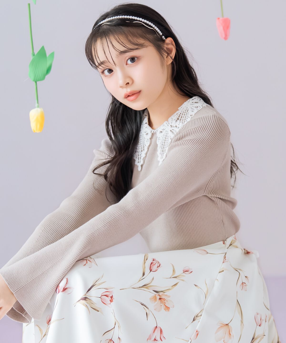 WILLSELECTION「リボンレースカラーフレアスリーブニット」|ニット・セーター|