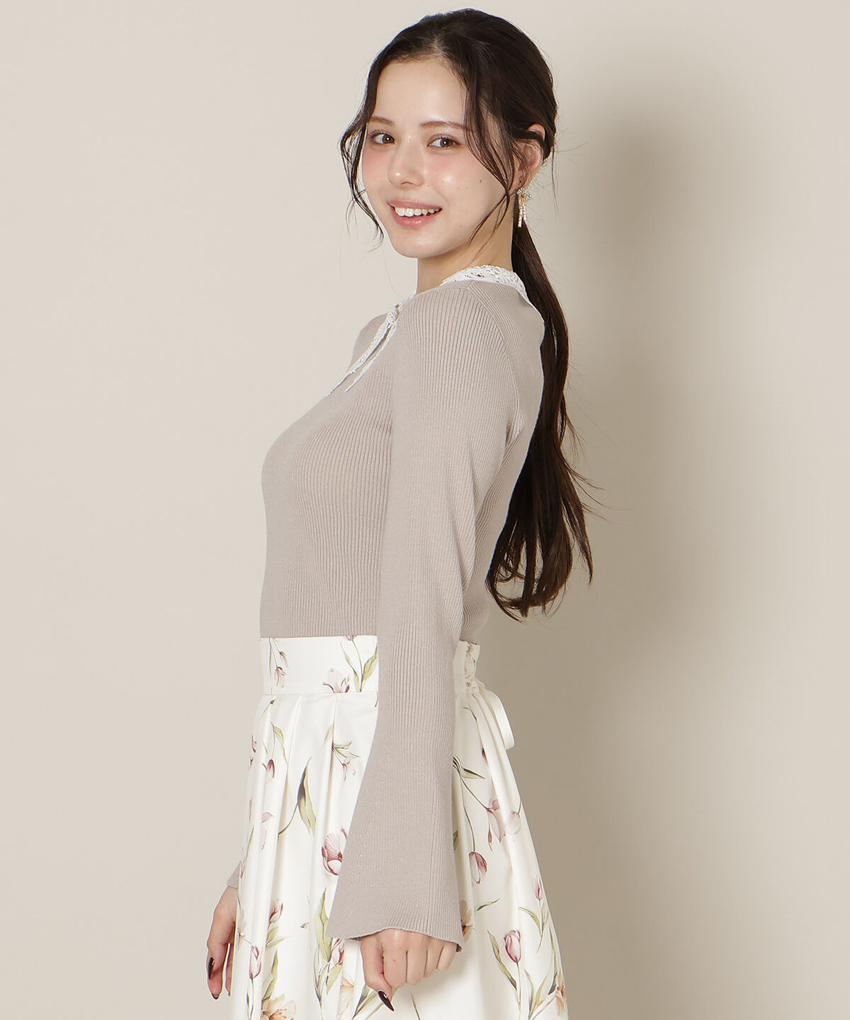 WILLSELECTION「リボンレースカラーフレアスリーブニット」|ニット・セーター|