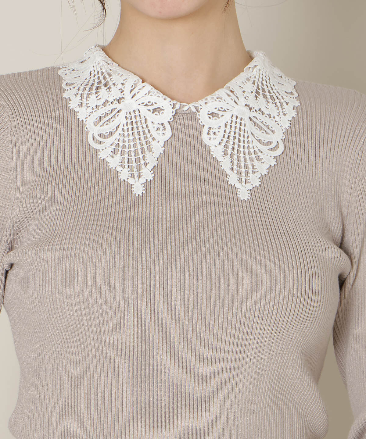 WILLSELECTION「リボンレースカラーフレアスリーブニット」|ニット・セーター|