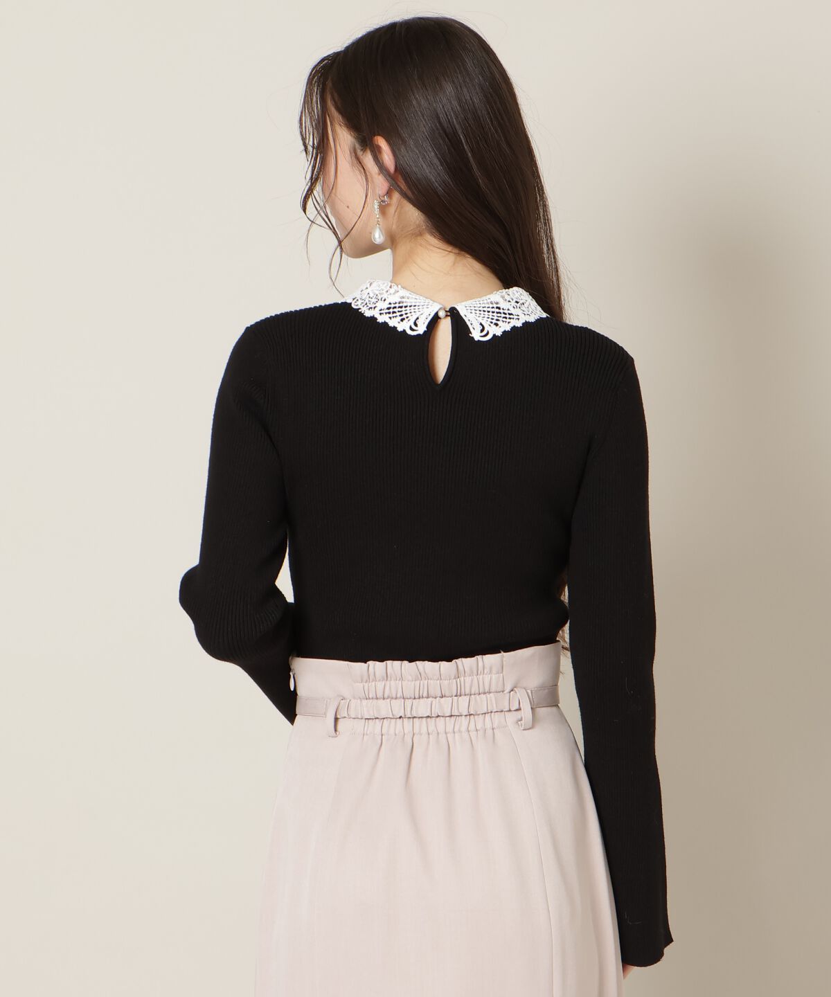 WILLSELECTION「リボンレースカラーフレアスリーブニット」|ニット・セーター|