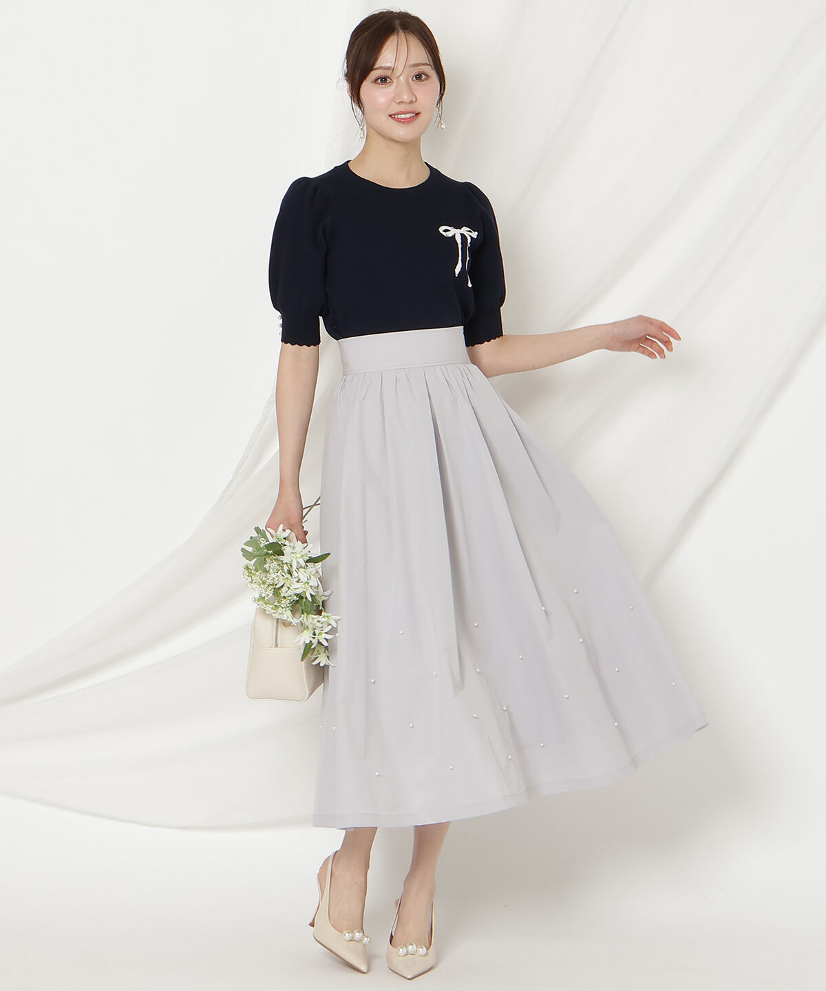 WILLSELECTION「リボンジャガードパフニット」|ニット・セーター|