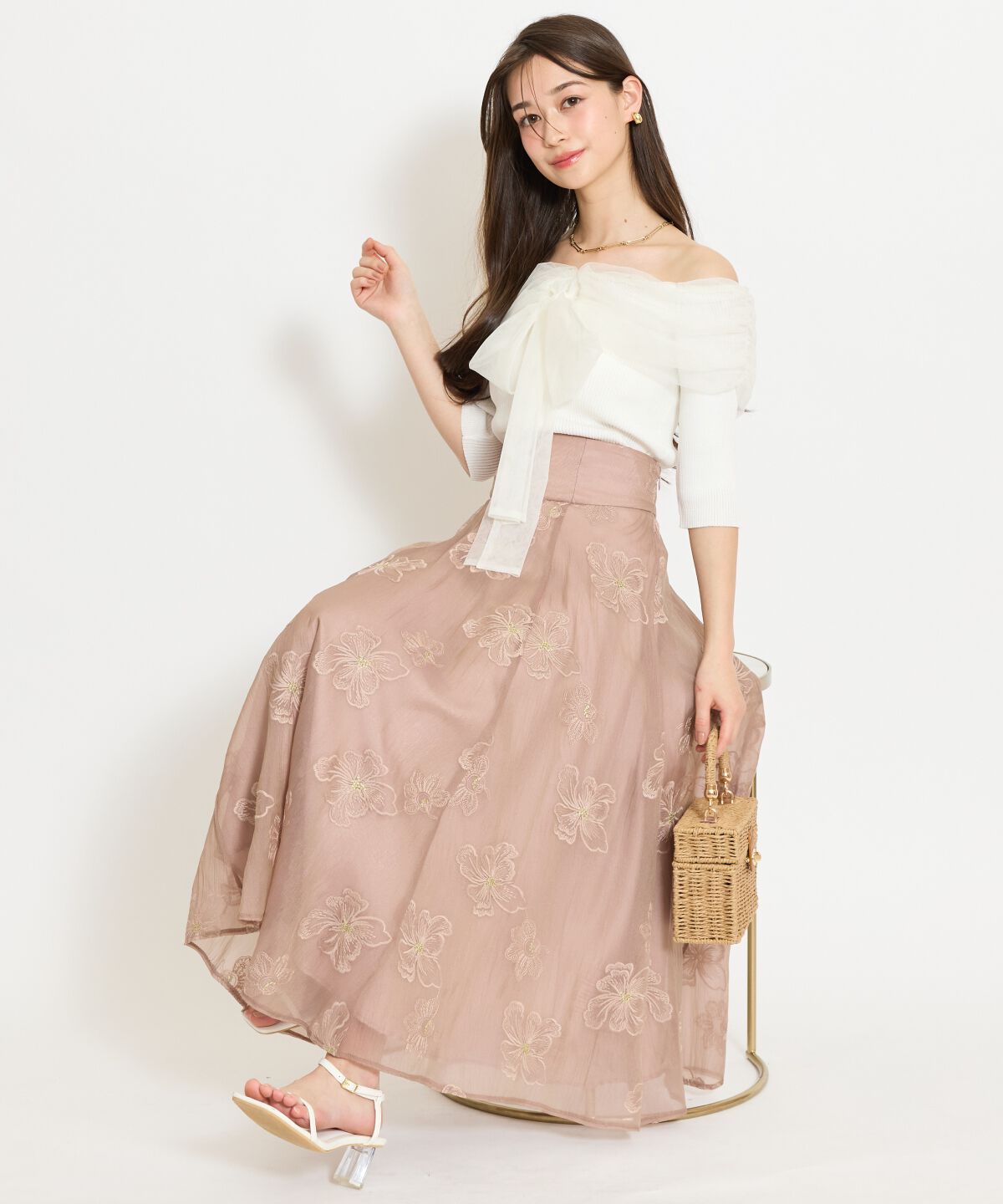 WILLSELECTION「リボンチュールレイヤードリブニット」|ニット・セーター|