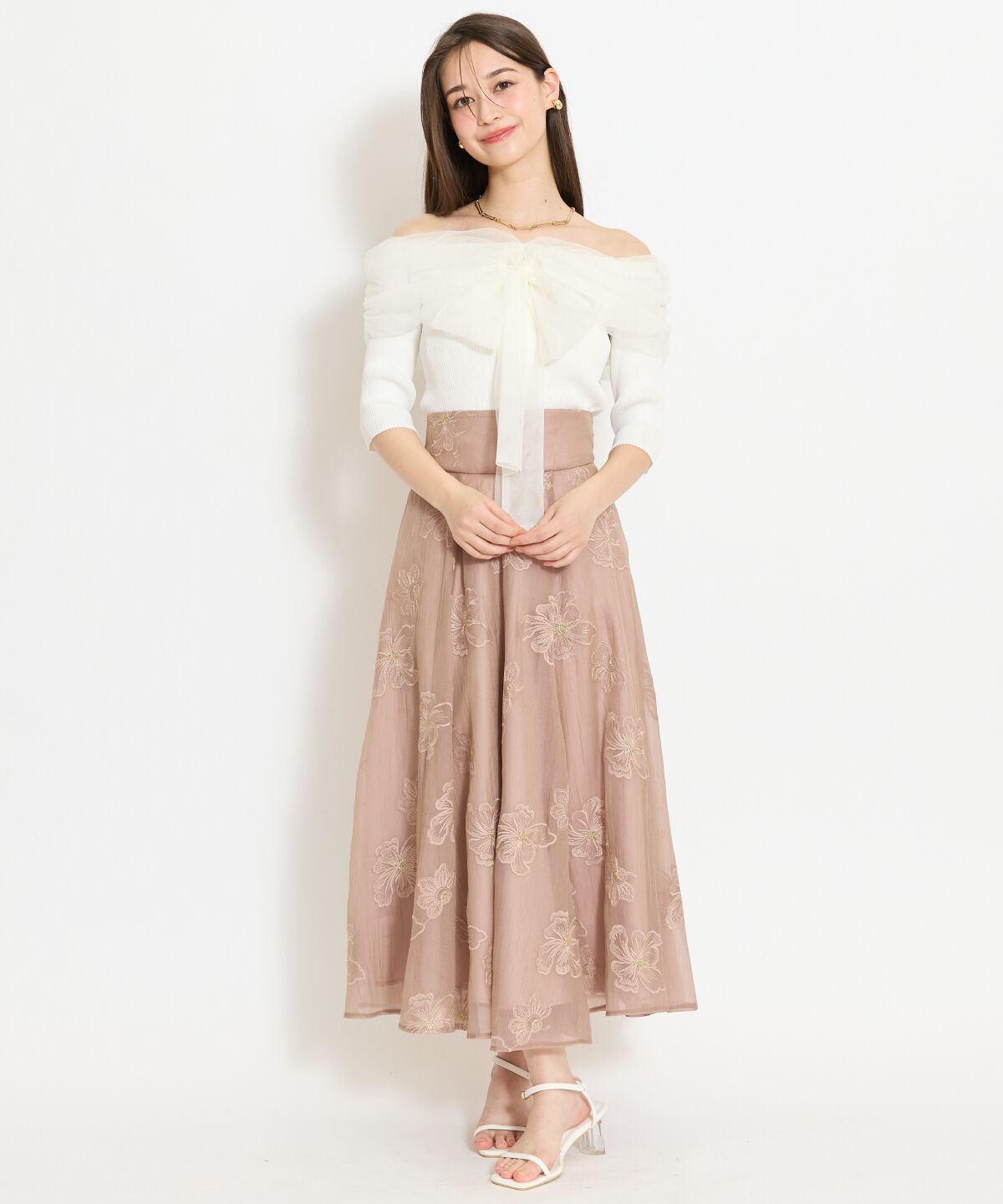 WILLSELECTION「リボンチュールレイヤードリブニット」|ニット・セーター|