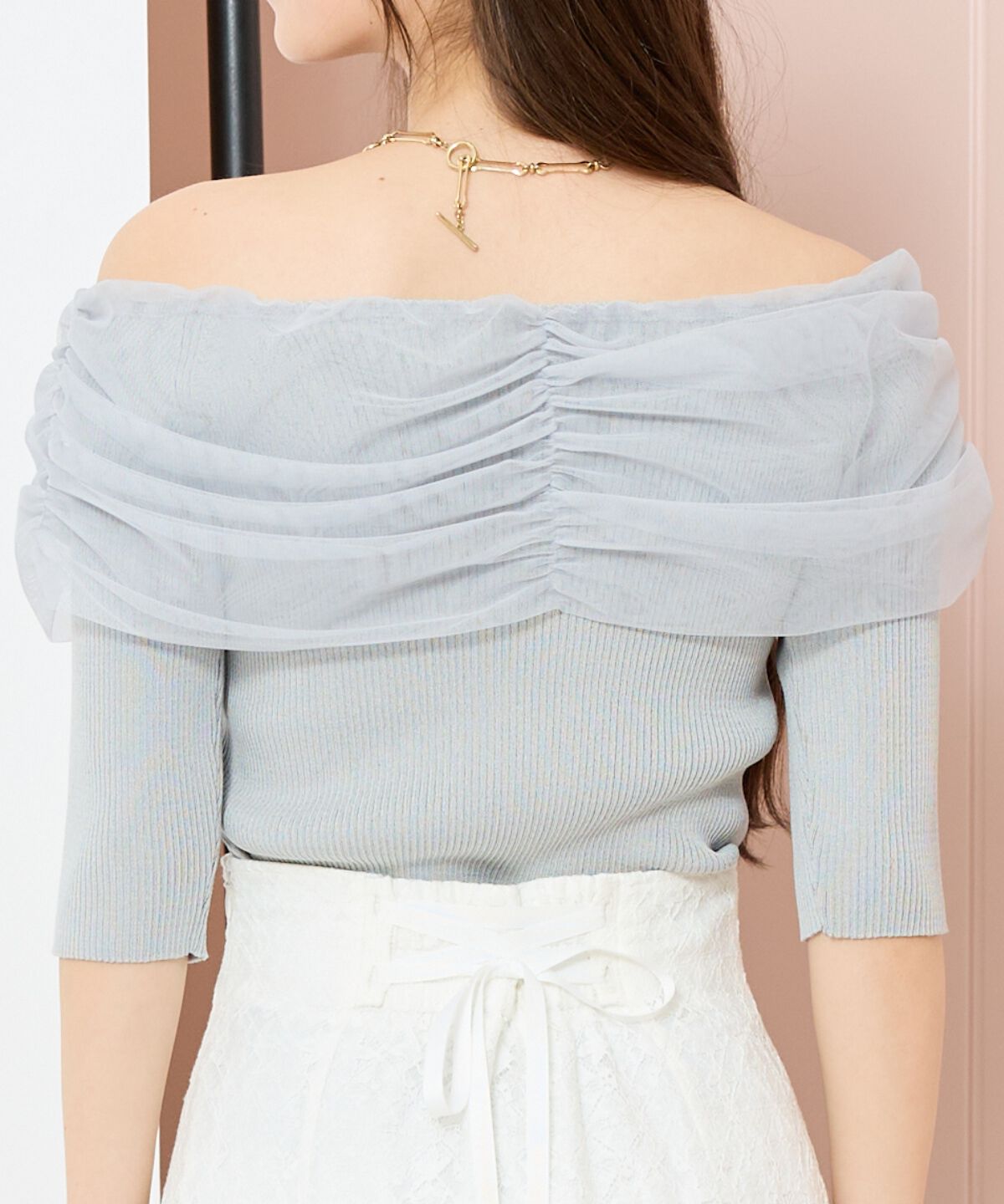 WILLSELECTION「リボンチュールレイヤードリブニット」|ニット・セーター|