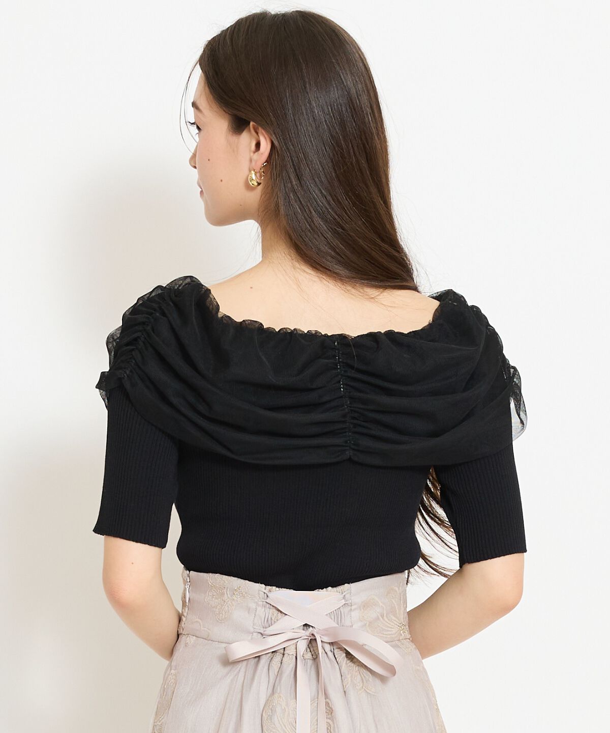 WILLSELECTION「リボンチュールレイヤードリブニット」|ニット・セーター|