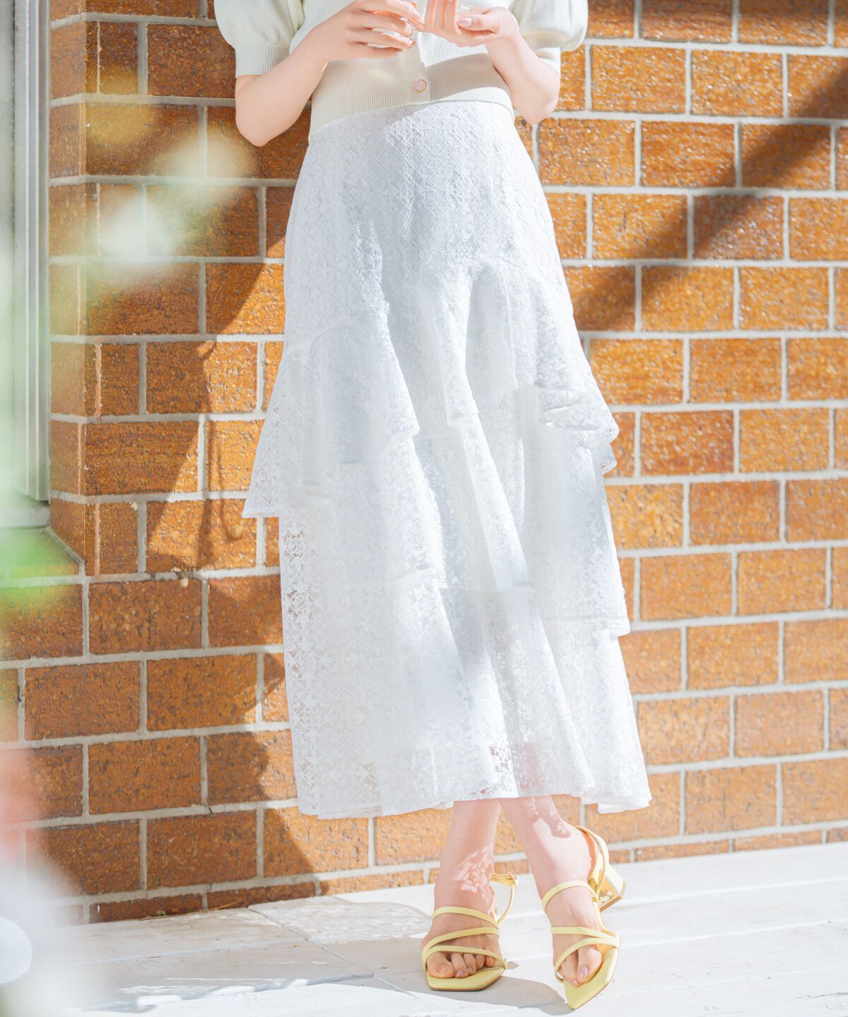 WILLSELECTION「アシメティアードレーススカート」|フレア|