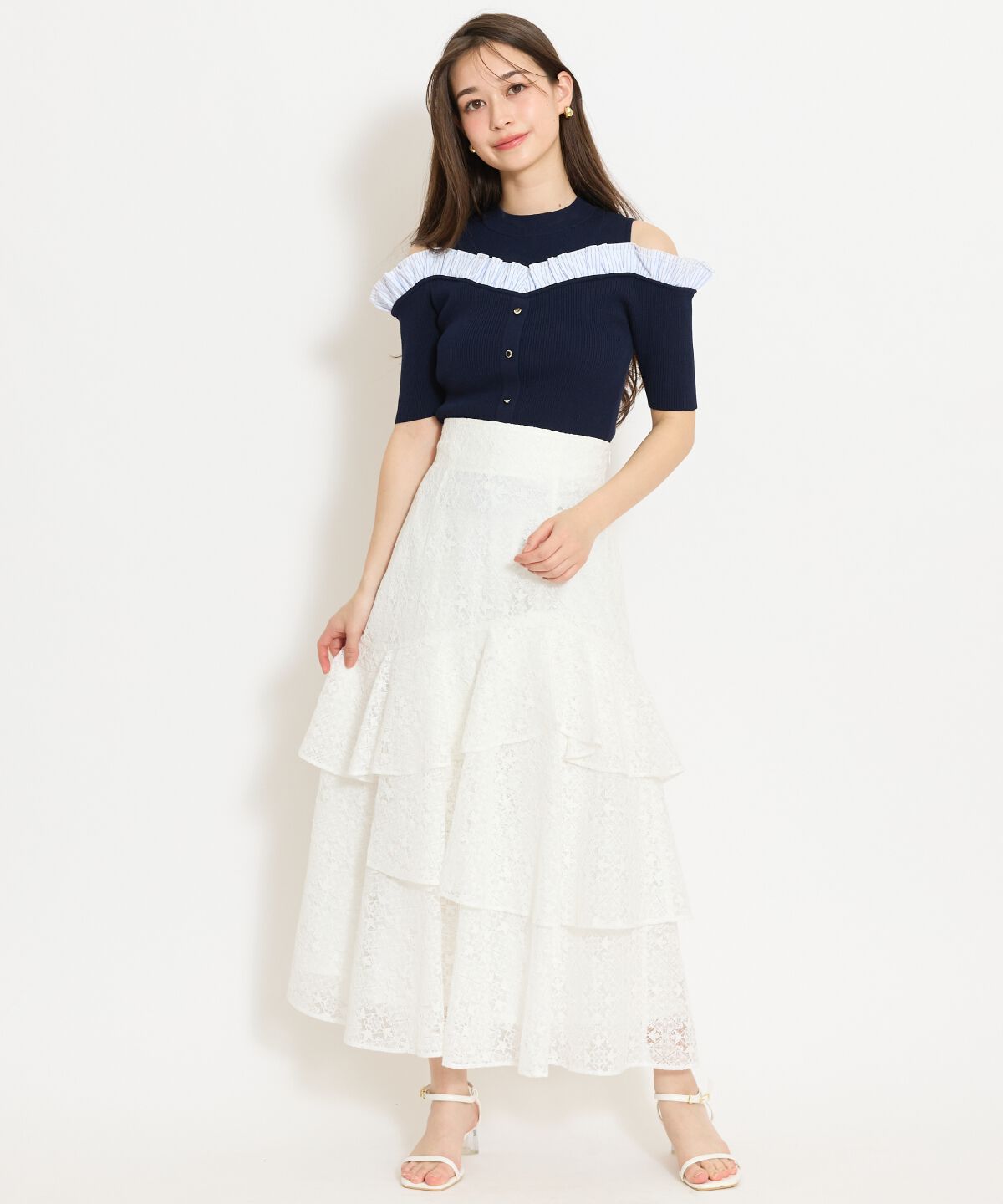 WILLSELECTION「アシメティアードレーススカート」|フレア|