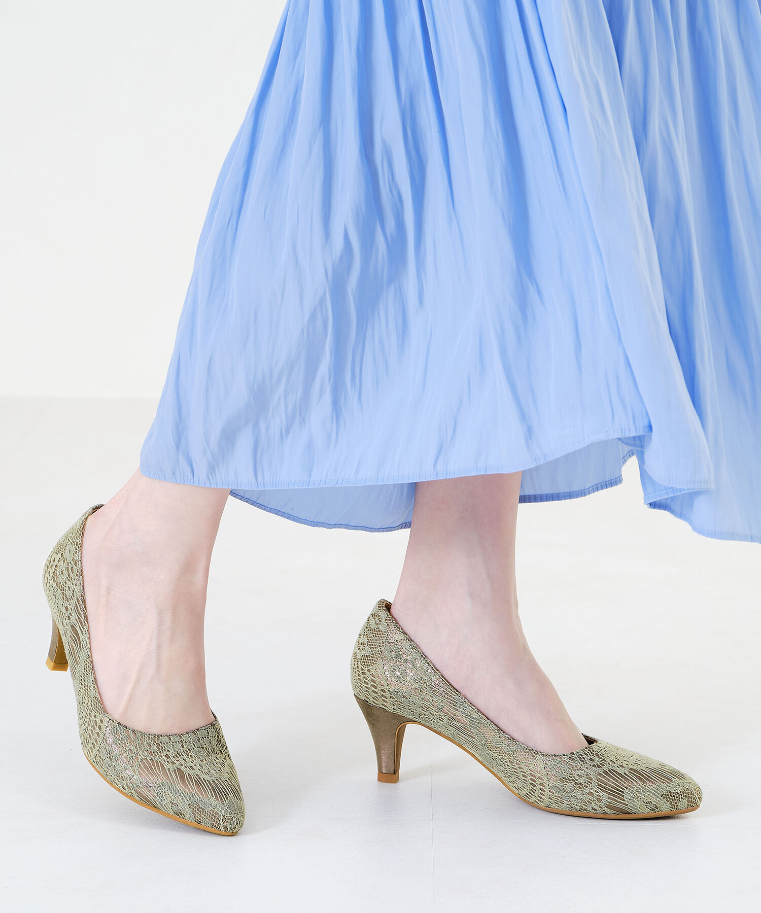 ORiental TRaffic「【アウトレット価格】グリッターヒールレースパンプス/R-2013 レース トレンド 人気」|パンプス|