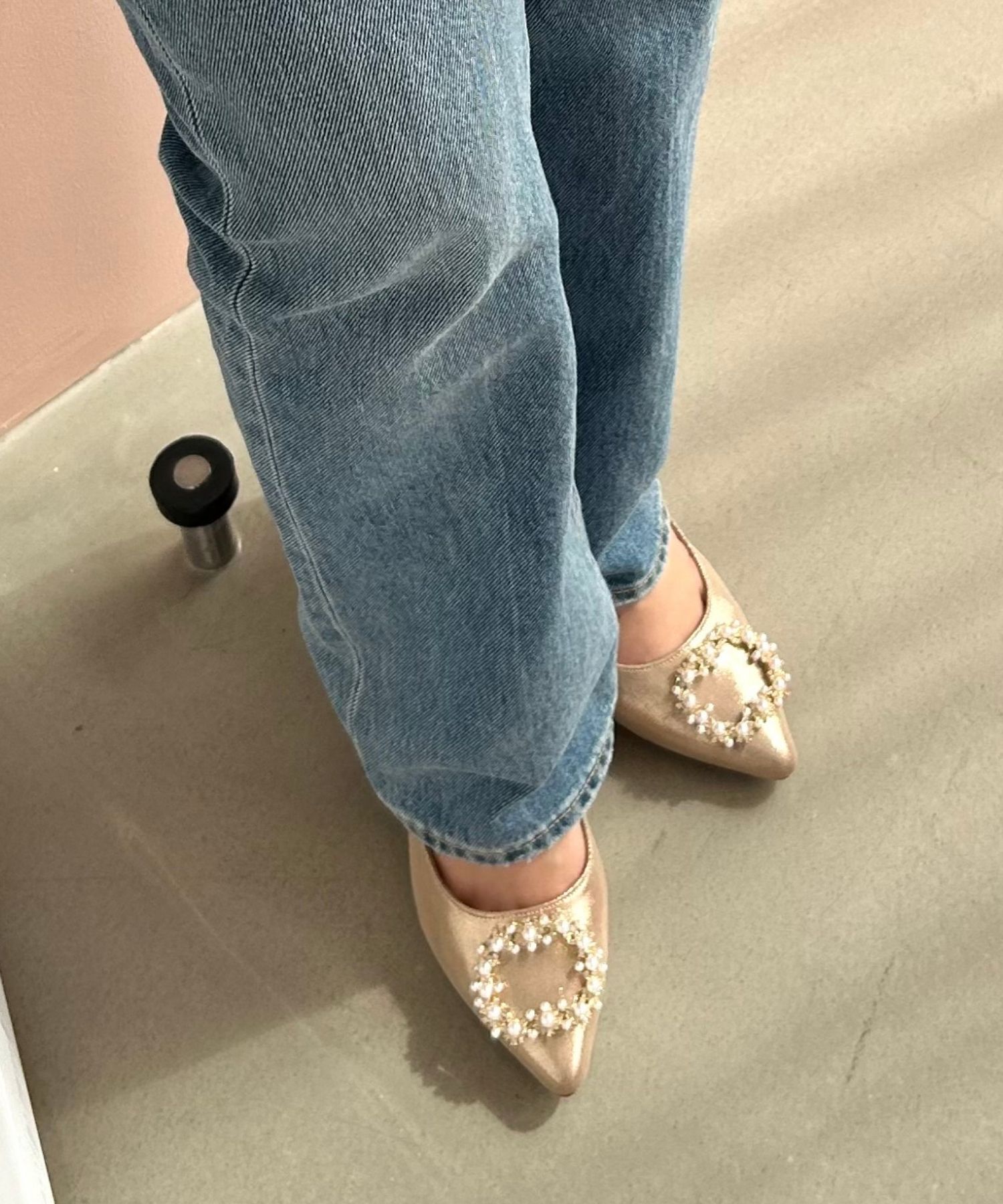 ORiental TRaffic「【オケージョン】パールバックルヒールパンプス/R-2016 パーティー 結婚式 ヒール7cm 人気」|パンプス|