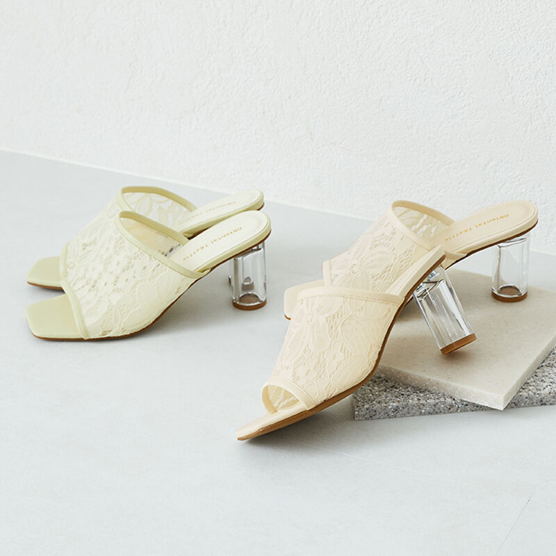 ORiental TRaffic「クリアヒールレースミュールサンダル/31205」|サンダル|BEIGE