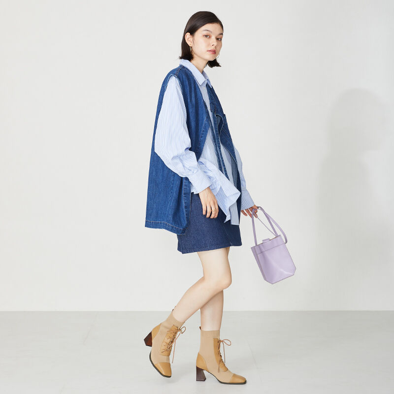 ORiental TRaffic「レースアップニットヒールブーツ/31433」|ショートブーツ|