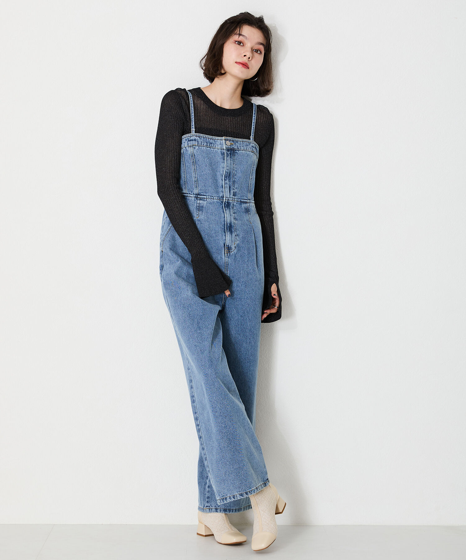 ORiental TRaffic「ツイード 切替 スクエアトゥ ブーツ /41404 ヒール5ｃｍ」|ショートブーツ|