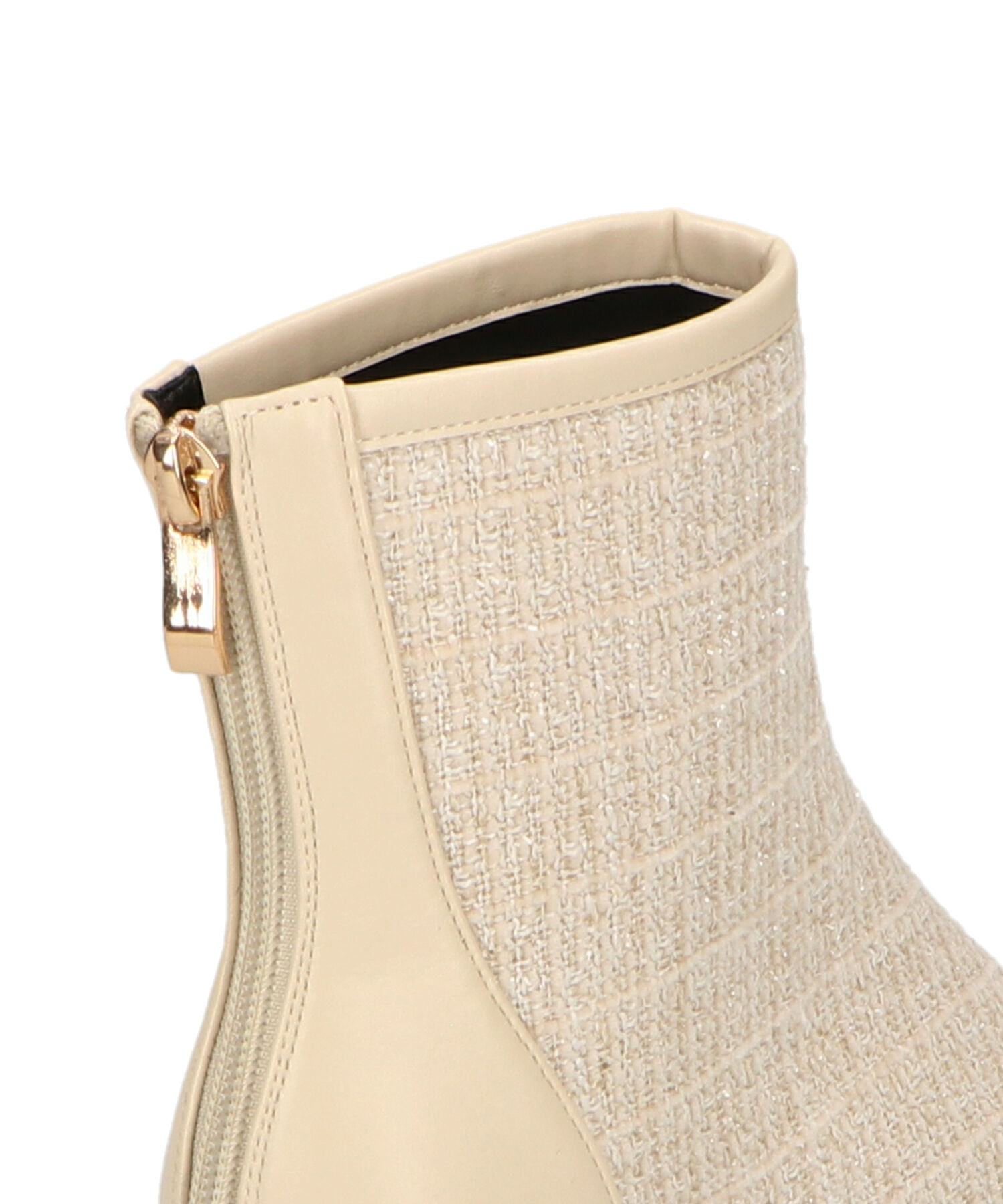 ORiental TRaffic「ツイード 切替 スクエアトゥ ブーツ /41404 ヒール5ｃｍ」|ショートブーツ|