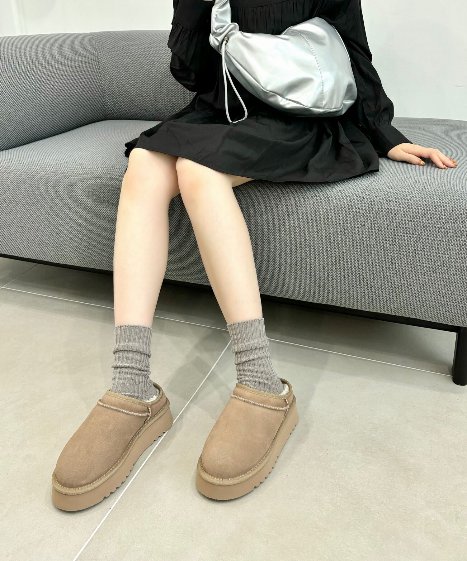 ORiental TRaffic「厚底 ムートン スリッポン シューズ/41320」|ショートブーツ|