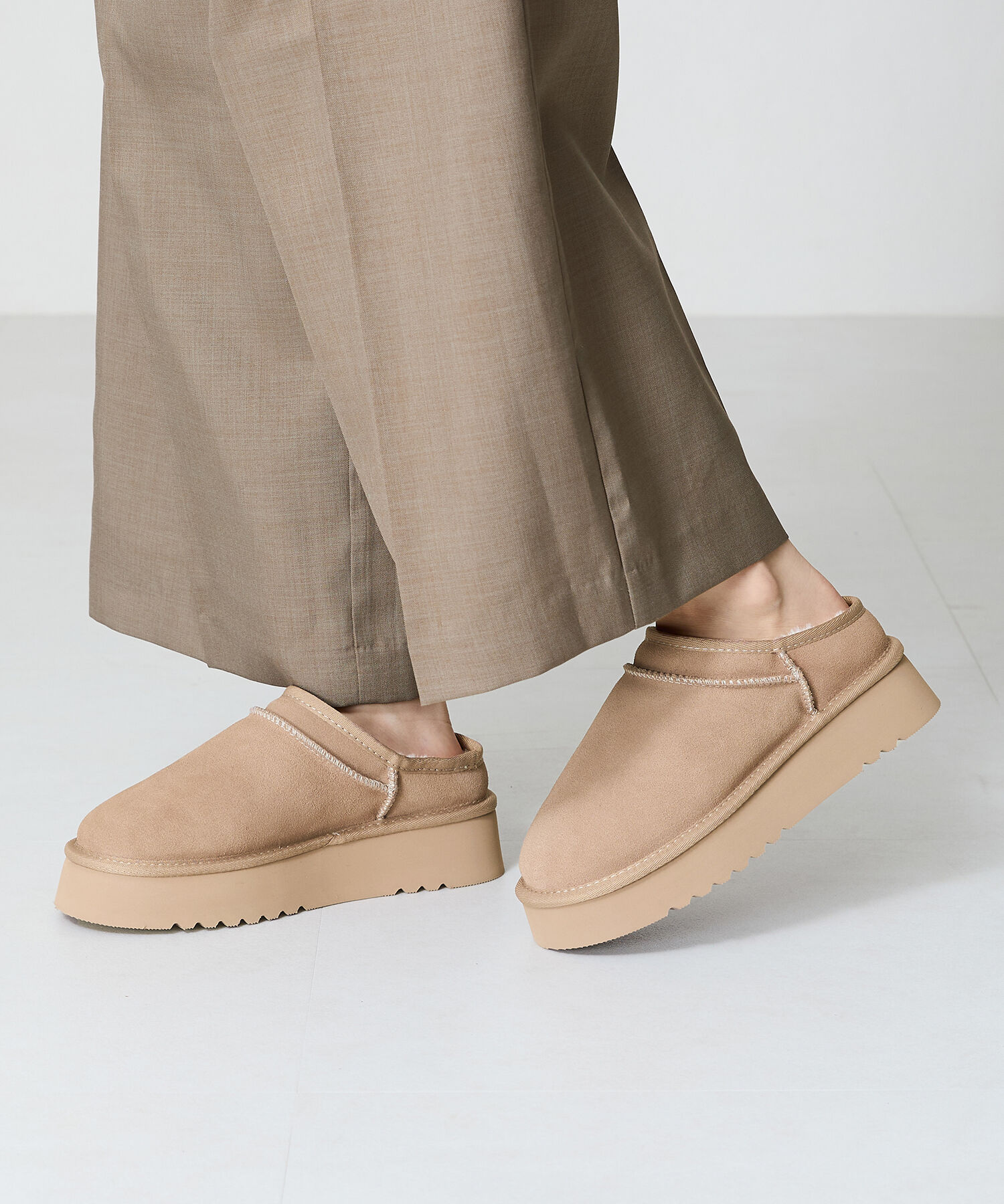 ORiental TRaffic「厚底 ムートン スリッポン シューズ/41320」|ショートブーツ|