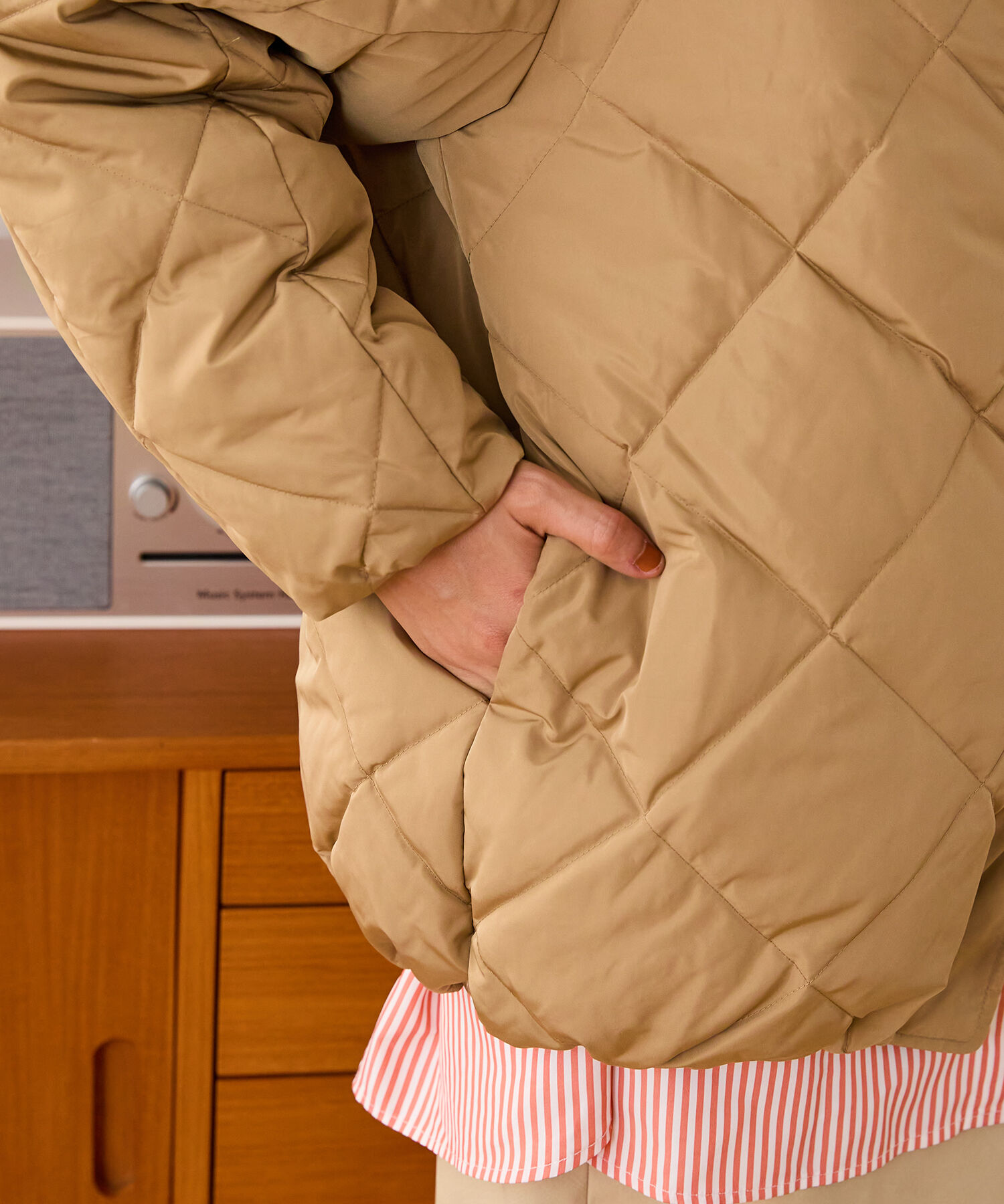 ORiental TRaffic「キルティングノーカラーダウンジャケット/MO43D04」|ダウン|