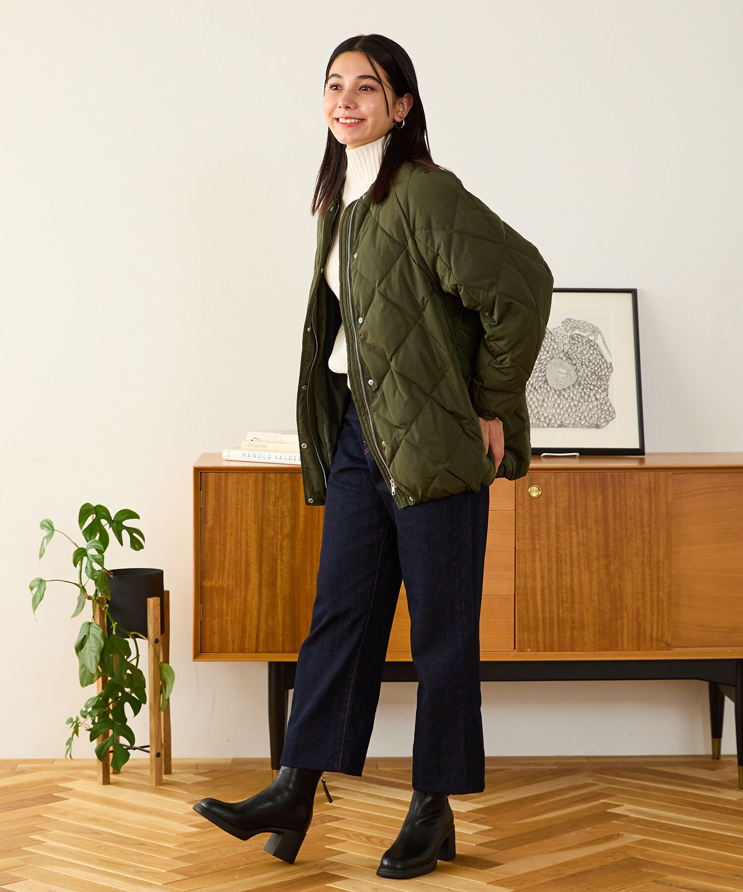 ORiental TRaffic「キルティングノーカラーダウンジャケット/MO43D04」|ダウン|