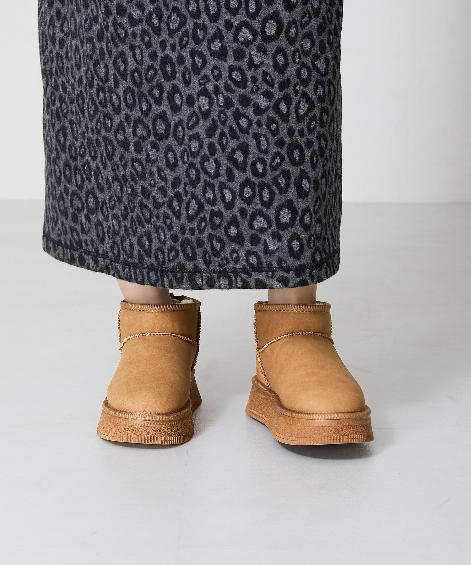 ORiental TRaffic「【 厚底 】フレアソール ムートン ショート ブーツ/41426 防寒」|ショートブーツ|