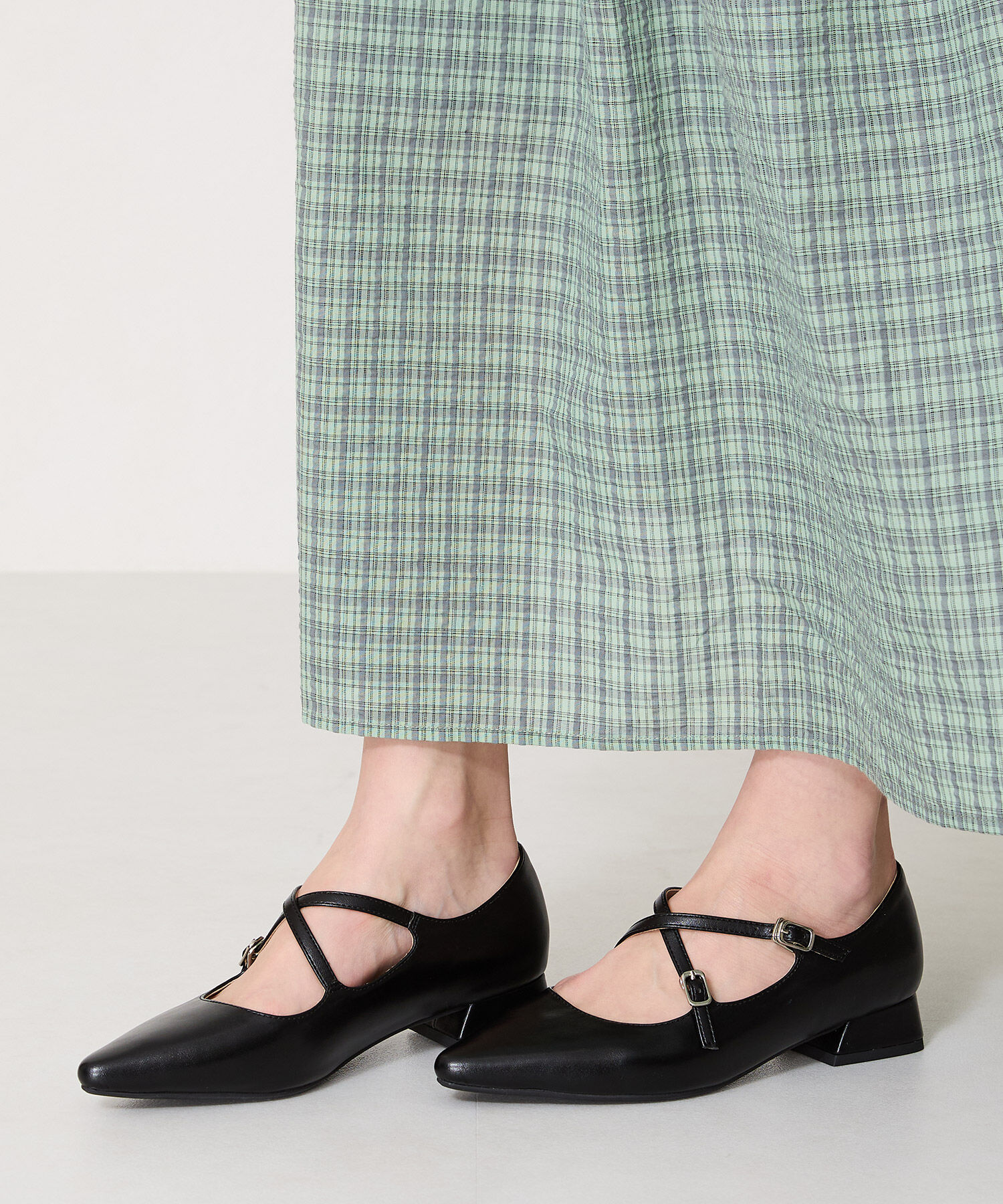 ORiental TRaffic「クロスストラップポインテッドトゥパンプス/51116　フラット トレンド 人気」|パンプス|