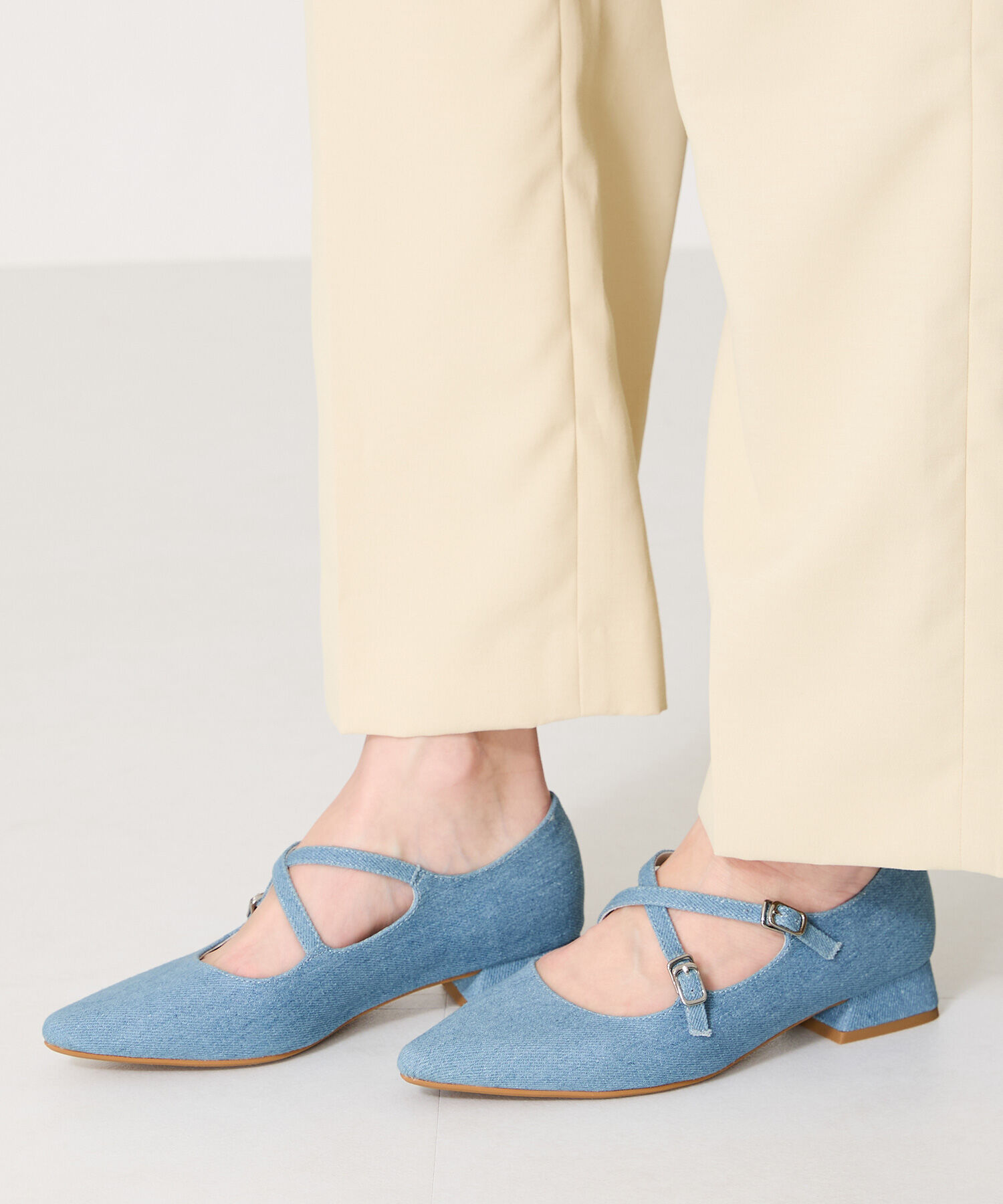 ORiental TRaffic「クロスストラップポインテッドトゥパンプス/51116　フラット トレンド 人気」|パンプス|