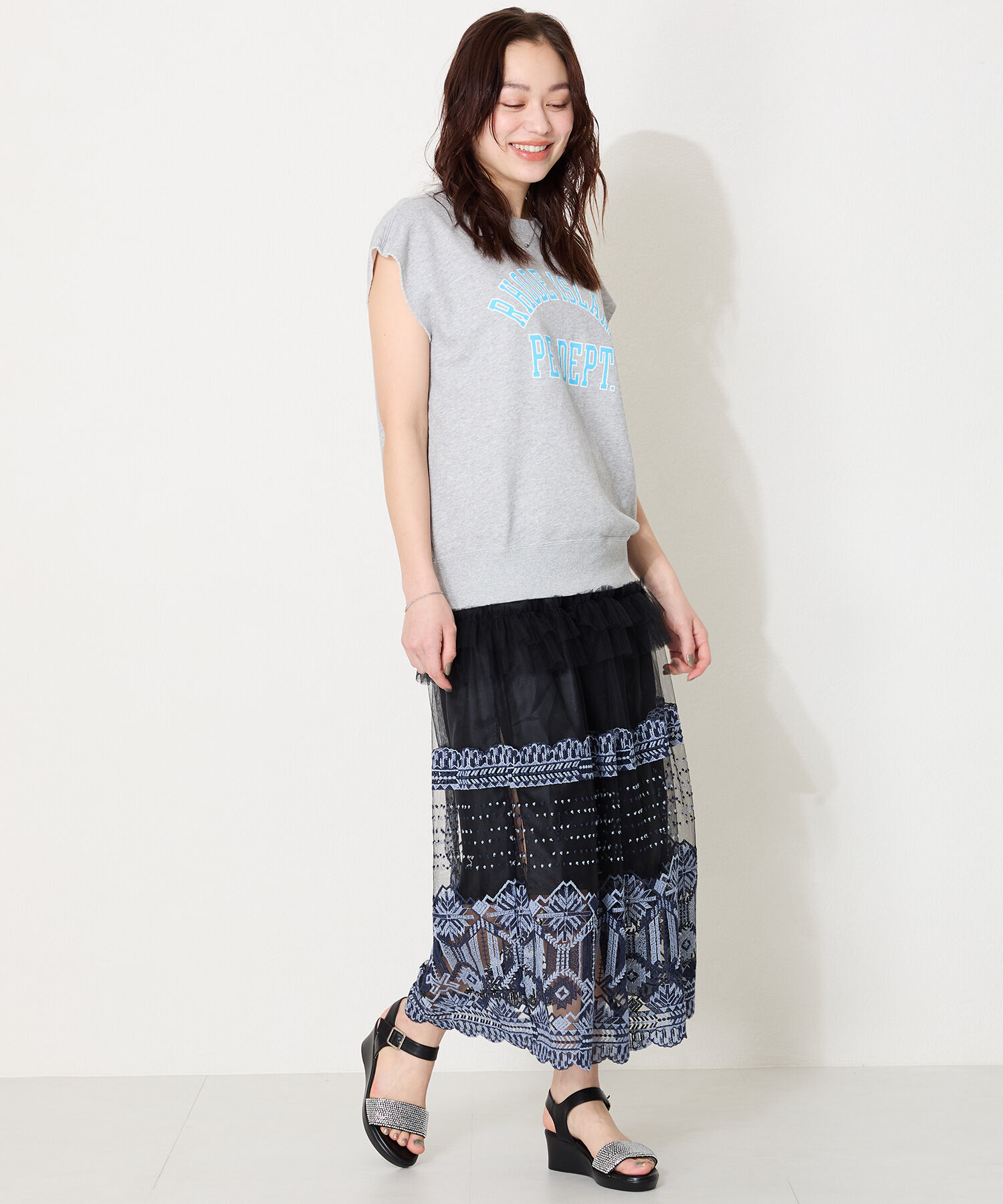 WA Oriental TRaffic「ラインストーンウエッジヒールサンダル/52210 人気 トレンド ヒール6.5cm」|サンダル|