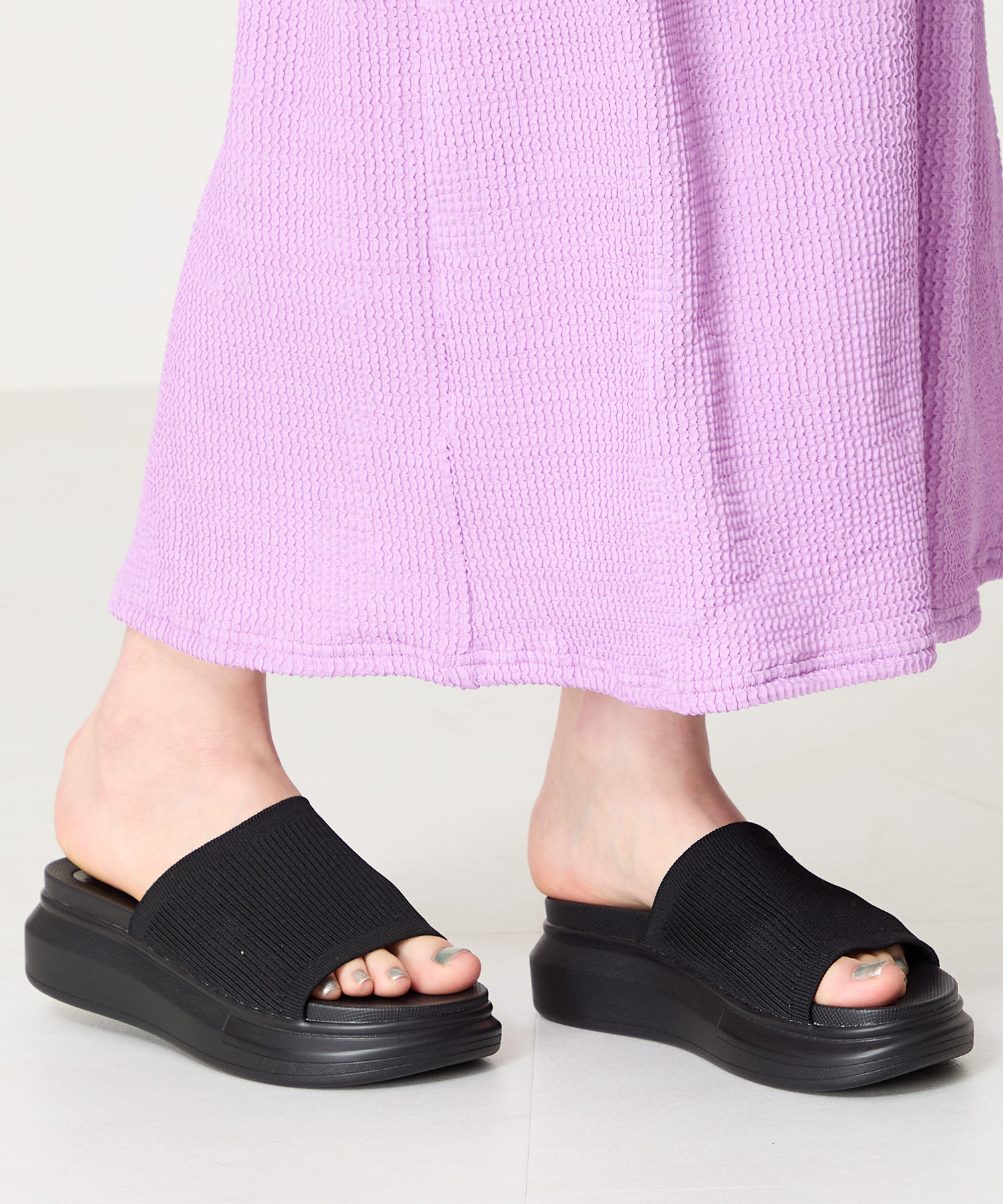 WA Oriental TRaffic「厚底ニットミュールサンダル/52215 サンダル 厚底 ニット ミュール 人気 トレンド」|サンダル|