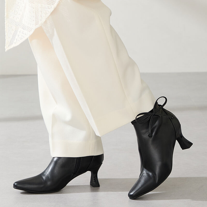 ORiental TRaffic「サイド リボン ヒール ブーツ /51417」|ショートブーツ|