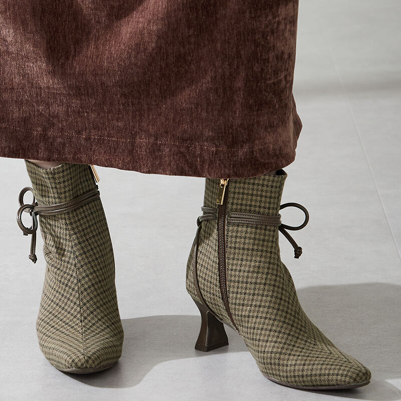 ORiental TRaffic「サイド リボン ヒール ブーツ /51417」|ショートブーツ|