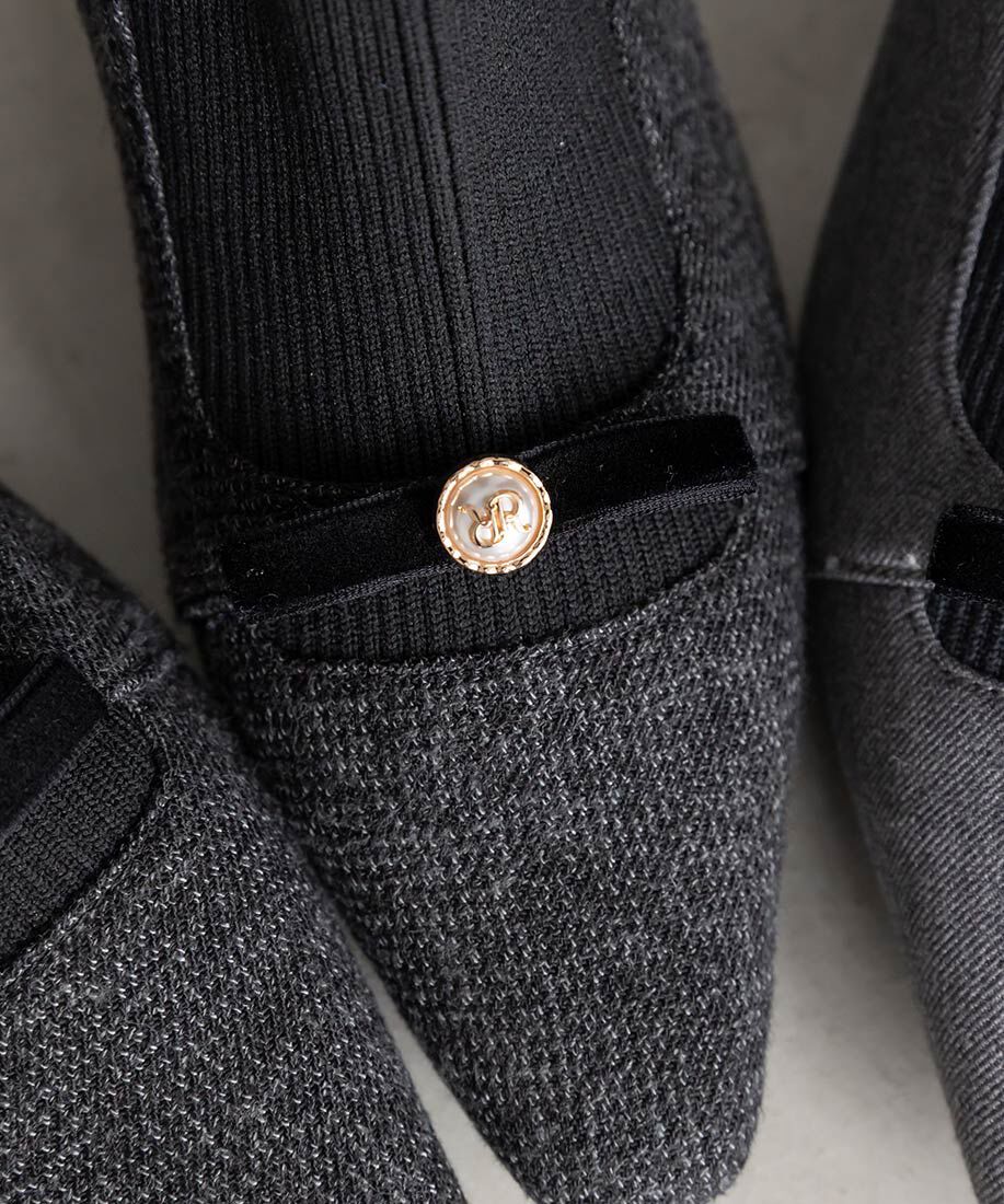  「パールリボンニットドッキングブーツ」|ショートブーツ|