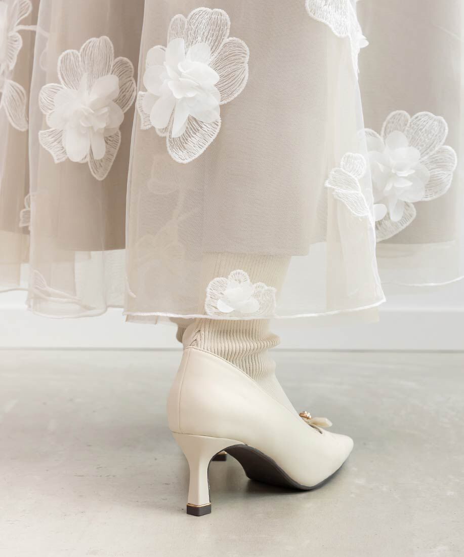  「パールリボンニットドッキングブーツ」|ショートブーツ|