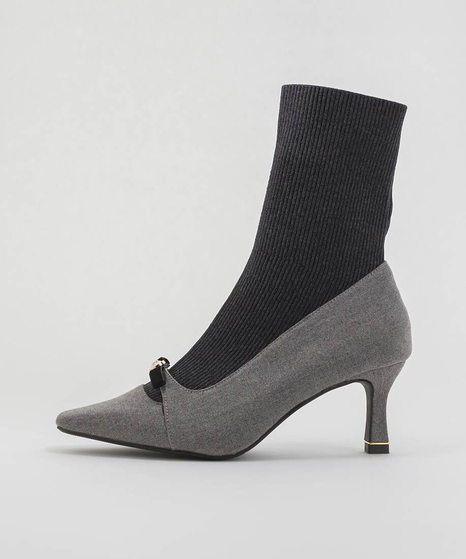  「パールリボンニットドッキングブーツ」|ショートブーツ|