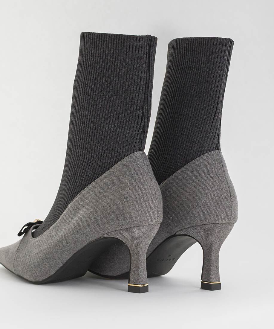  「パールリボンニットドッキングブーツ」|ショートブーツ|