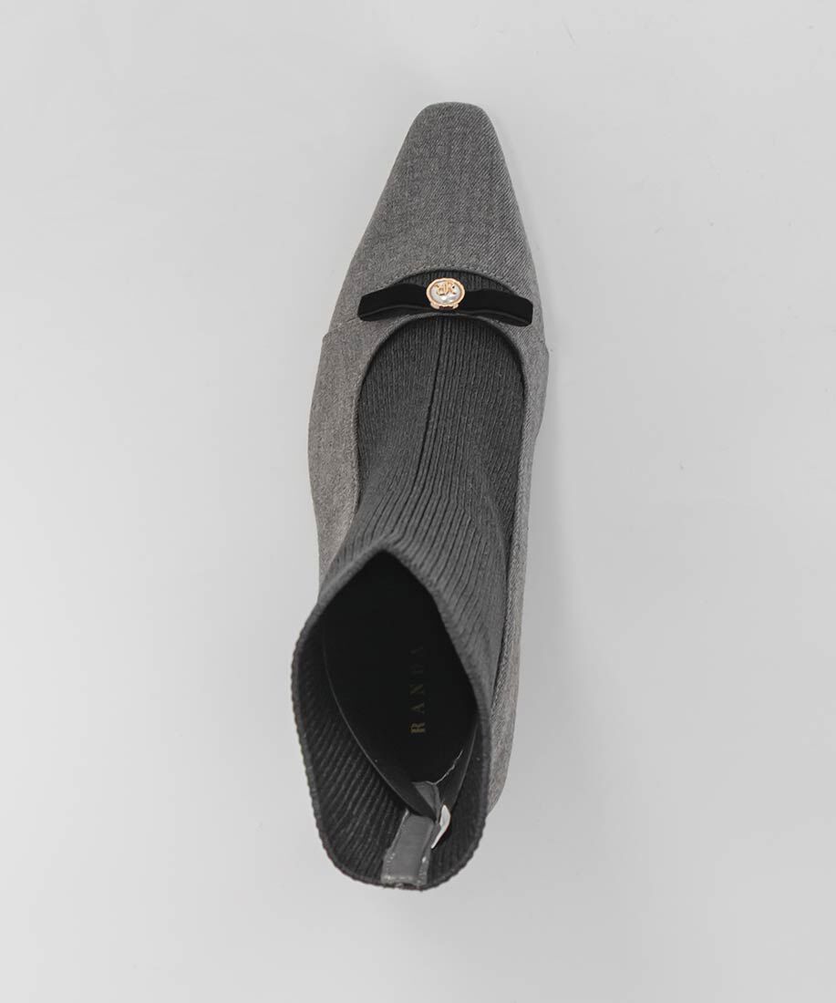  「パールリボンニットドッキングブーツ」|ショートブーツ|