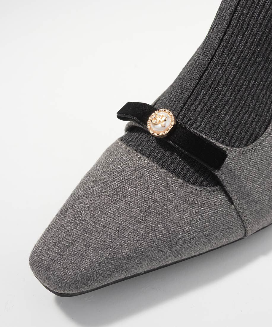  「パールリボンニットドッキングブーツ」|ショートブーツ|