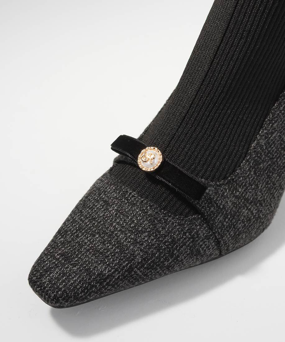  「パールリボンニットドッキングブーツ」|ショートブーツ|