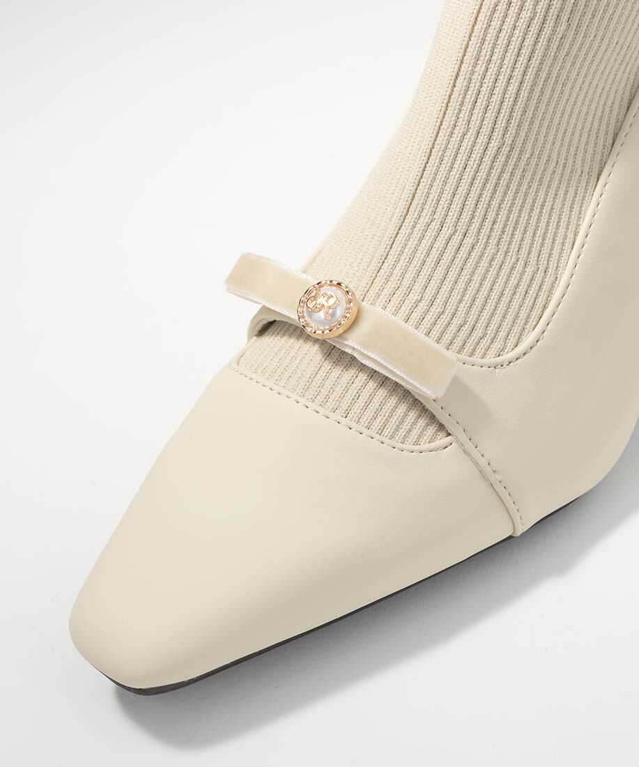  「パールリボンニットドッキングブーツ」|ショートブーツ|