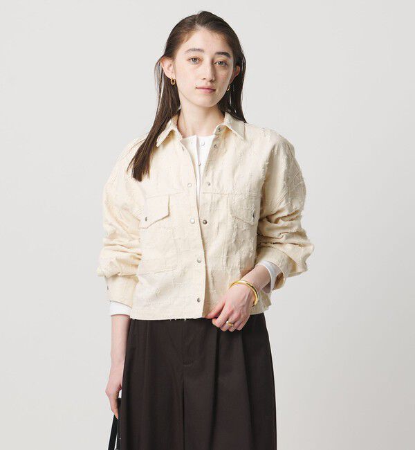 UNITED ARROWS「ジャガード ワーク シャツ ジャケット ‐ウォッシャブル‐」|テーラードジャケット|NATURAL