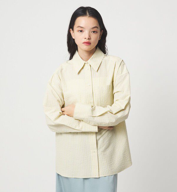 EMMEL REFINES「＜EMMEL REFINES＞EM ウェーブマルチ ストライプ シャツ」|シャツ・ブラウス|YELLOW