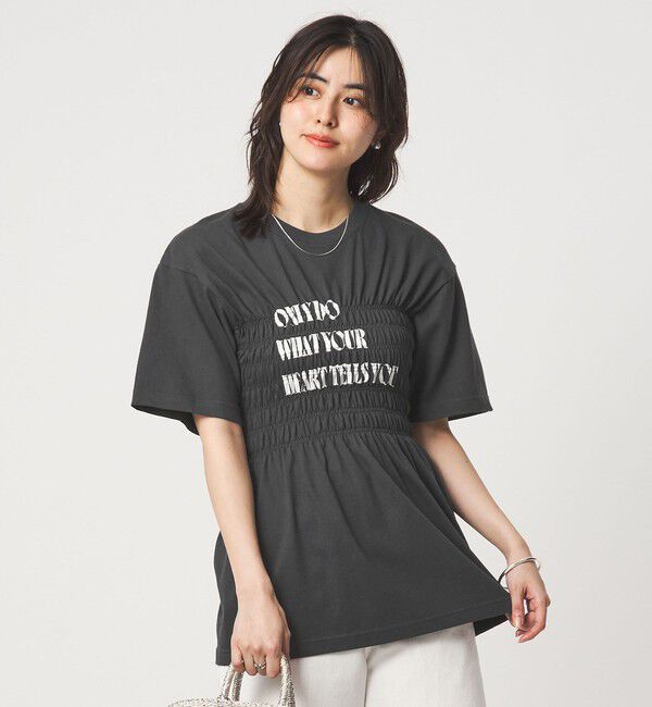 UNITED ARROWS green label relaxing「【別注】＜Various Timeless Arts＞シャーリング プリント Tシャツ」|Tシャツ・カットソー|BLACK