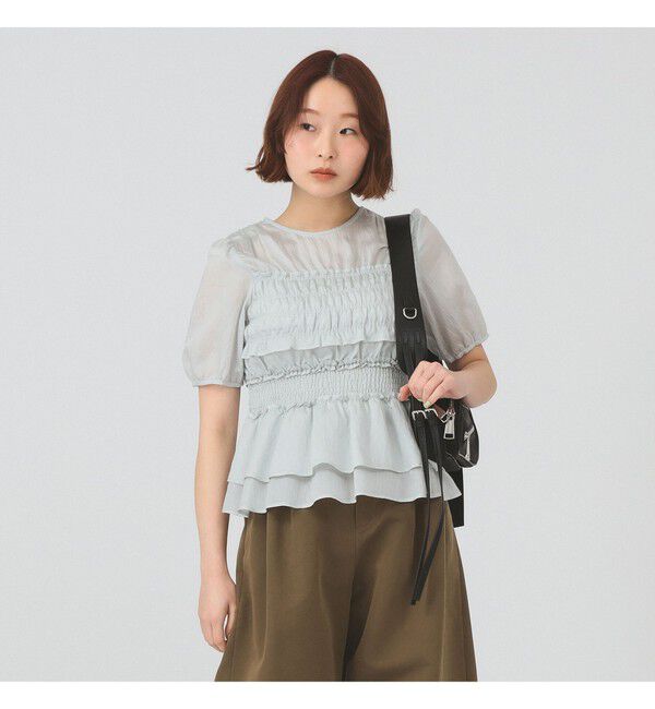 Ray BEAMS 「シアー シャーリング パフスリーブ ブラウス」|シャツ・ブラウス|MINT