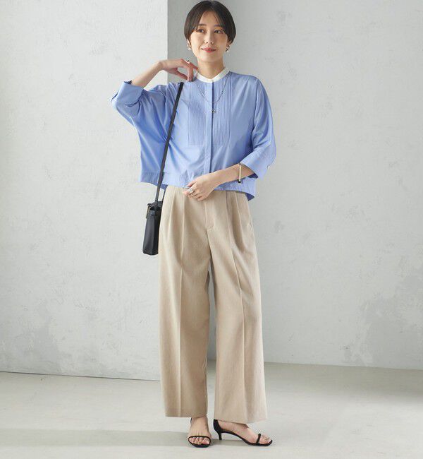 SHIPS for women「〈手洗い可能〉Asami 麻調合繊 2タック ワイドパンツ」|その他|