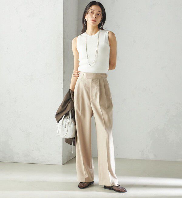 SHIPS for women「〈手洗い可能〉Asami 麻調合繊 2タック ワイドパンツ」|その他|