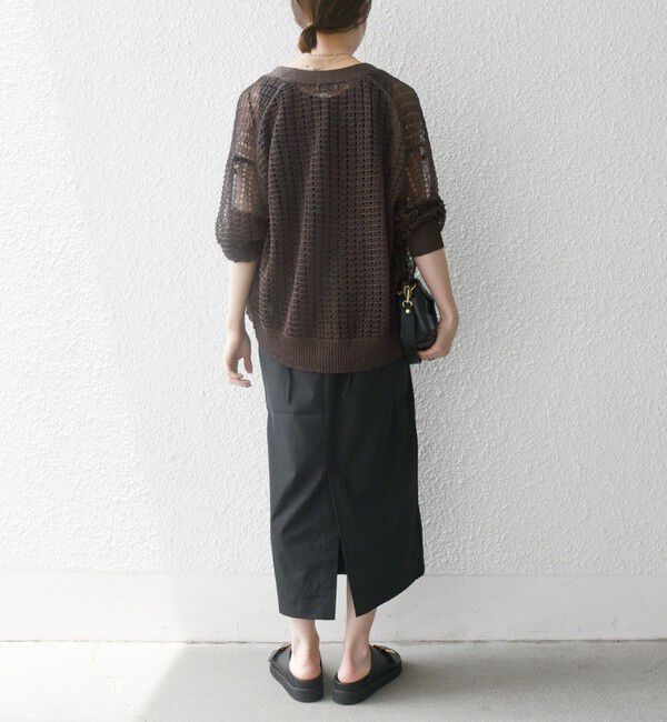 SHIPS any「SHIPS any:〈手洗い可能〉ギマ ワイド Vネック シアー カーディガン」|カーディガン|