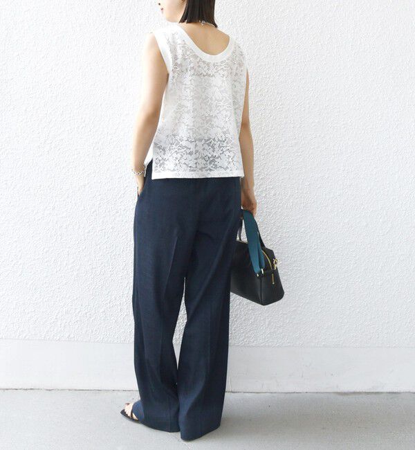 SHIPS for women「〈手洗い可能〉オーガニック コットン レース ノースリーブ プルオーバー」|タンクトップ|