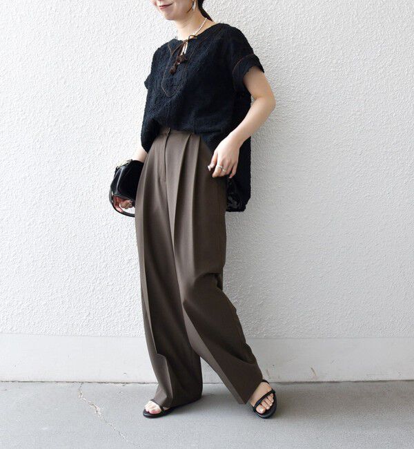 SHIPS any「《追加予約》SHIPS any:〈手洗い可能〉メッシュ ジャカード カフタン スキッパー ブラウス」|シャツ・ブラウス|