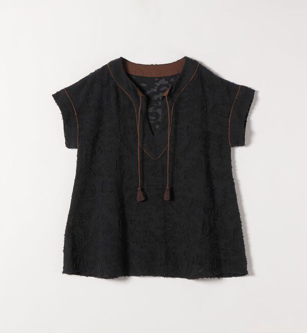 SHIPS any「《追加予約》SHIPS any:〈手洗い可能〉メッシュ ジャカード カフタン スキッパー ブラウス」|シャツ・ブラウス|