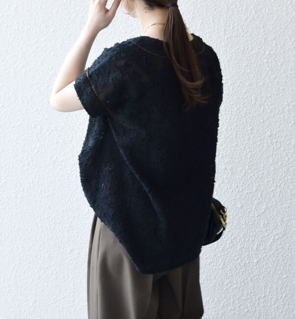 SHIPS any「《追加予約》SHIPS any:〈手洗い可能〉メッシュ ジャカード カフタン スキッパー ブラウス」|シャツ・ブラウス|